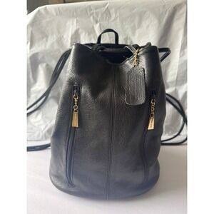 Vintage 1990's Jennie Benet Black Distressed Pebbled Leather Backpack  Purse
